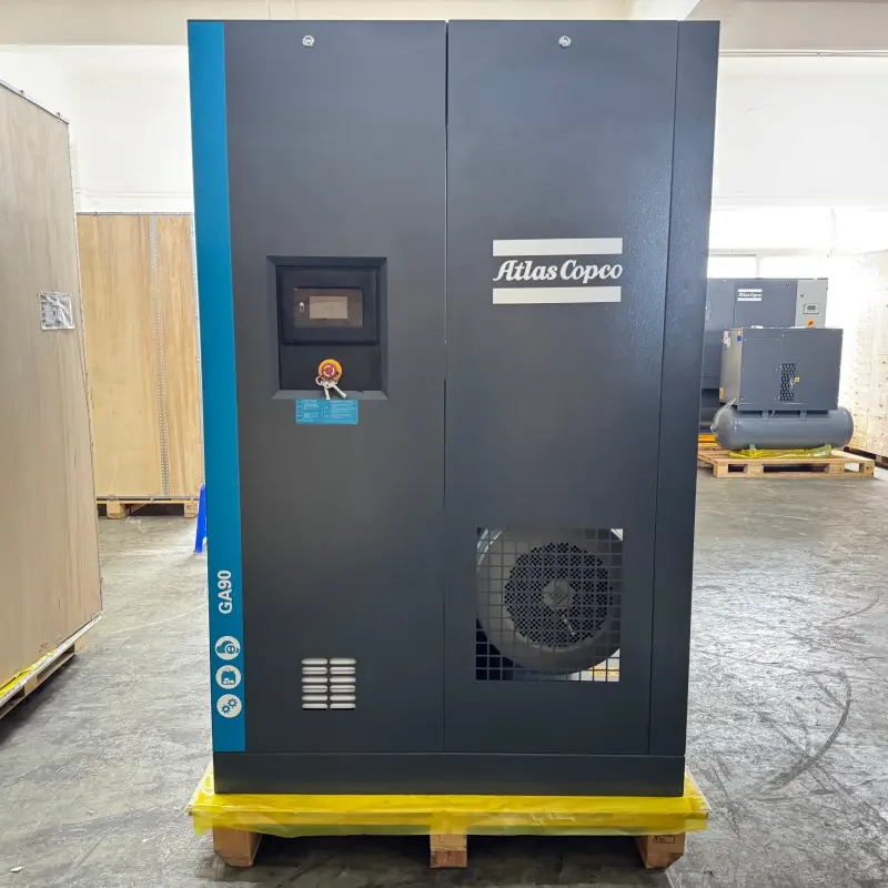 کمپرسور مارپیچ چرخشی 90 کیلووات 90 کیلووات 125 اسب بخار روغن انژکتوری Atlas Copco GA90 اصل